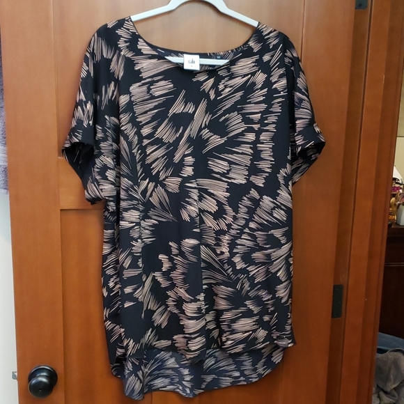 CAbi Tops - Cabi Black and Pink Stripe Blouse XL